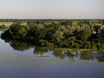 Jacana Camp Jacana Camp: Mekoro vor der Campinsel