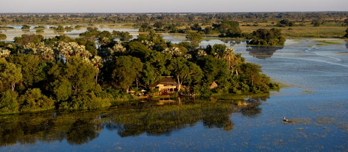 Jacana Camp: Jacana Island aus der Luft Botswana